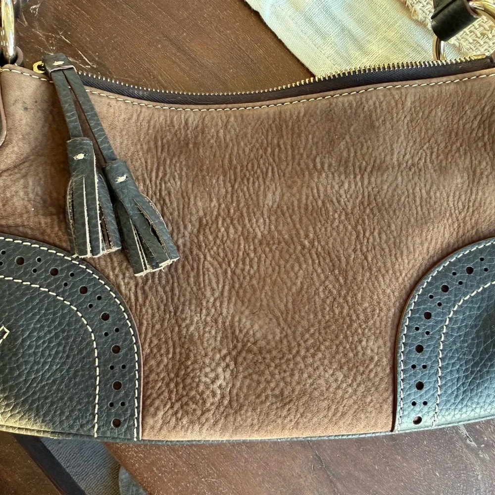 Vintage Dooney & Bourke Brown Suede & Pebble Leather Shoulder Bag USA - Picture 4 of 10